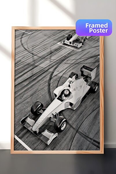 Postifull Pictură înrămată cu mașină de curse, cadru din lemn și poster, pict...