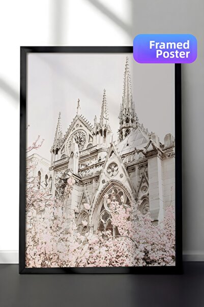 Postifull Pictură înrămată de Notre Dame, cadru negru și poster, pictură de p...