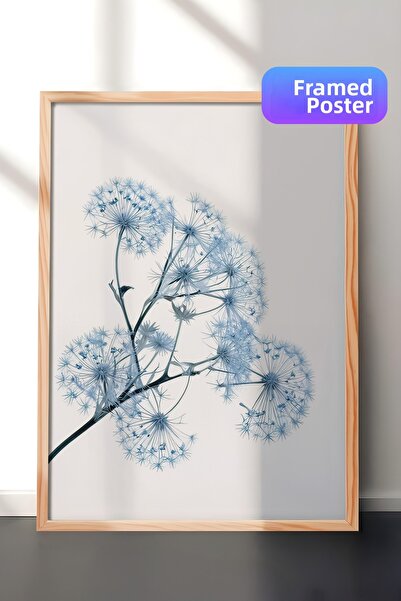 Postifull Pictură înrămată cu păpădiele albastre, cadru din lemn și poster, p...