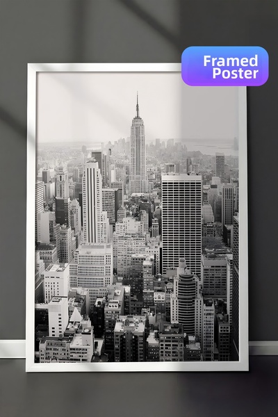 Postifull Pictură înrămată din orașul New York, cadru alb și poster, pictură ...