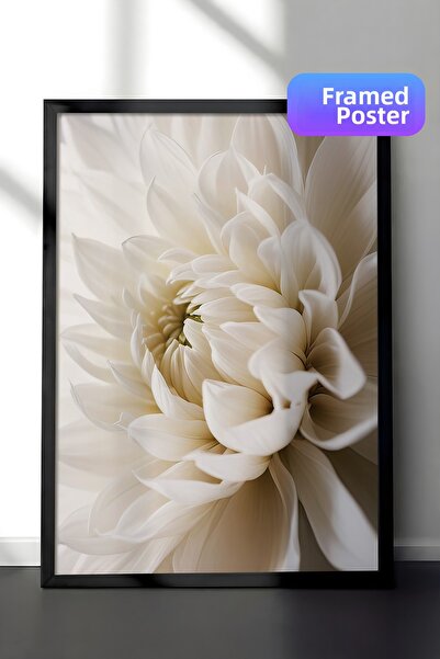 Postifull Pictură înrămată cu daliu alb, cadru negru și poster, pictură verti...