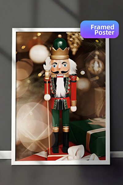 Postifull Tablou cu rama alba, poster de Anul Nou, decor de Anul Nou, The Nut...