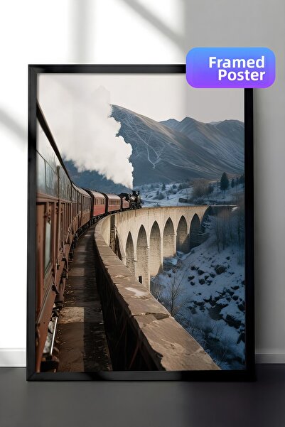 Postifull Εκτύπωση με κορνίζα Express Train, Μαύρο πλαίσιο και αφίσα, Κάθετη ...