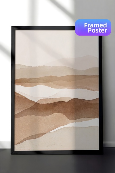 Postifull Ζωγραφική με κορνίζα Hills of Sand, Μαύρος κορνίζα και αφίσα, Κάθετ...