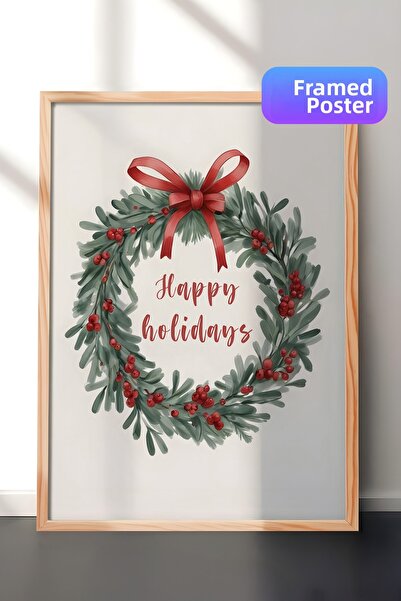 Postifull Весели празници, рамка за снимка, дървена рамка и постер, стенна ка...
