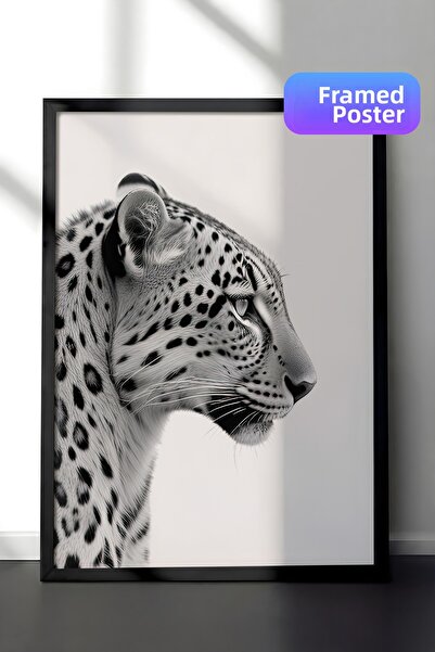 Postifull Tablou cu rama leopard, rama neagra si poster, pictura verticala de...