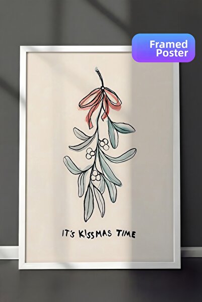 Postifull Tablou cu rama alba, poster de Anul Nou, decor de Anul Nou, It's Ki...