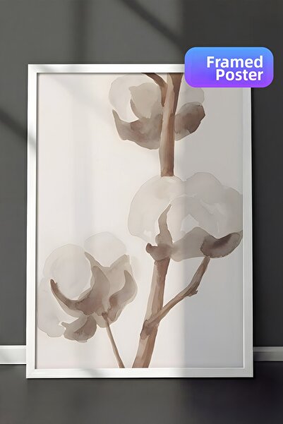 Postifull Tablou cu rama albă, set de poster și rame, Aquarelle Cotton Flower...