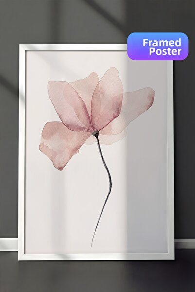 Postifull Εικόνα με ακουαρέλα με λουλούδια, λευκό πλαίσιο και αφίσα, ζωγραφικ...