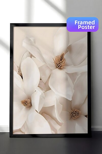 Postifull Pictură înrămată cu magnolie înrămată, cadru negru și poster, pictu...