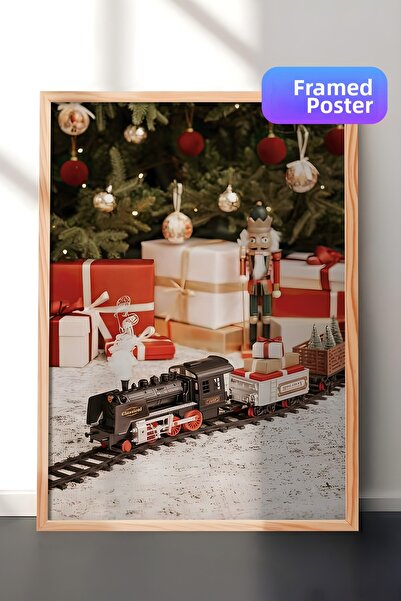 Postifull Картина с дървена рамка, коледна афиша, коледна украса, около елхат...
