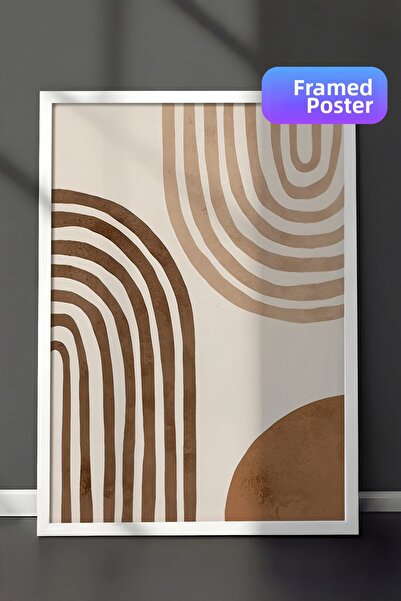 Postifull Tablou înrămat Brown Arches No2, cadru alb și poster, pictură de pe...
