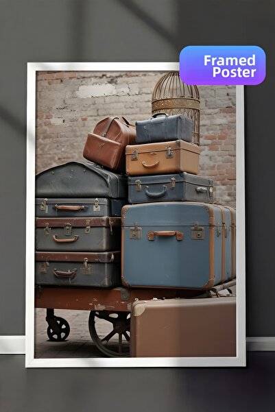 Postifull Πίνακας με κορνίζα τρόλεϊ, λευκό πλαίσιο και αφίσα, κάθετη ζωγραφικ...