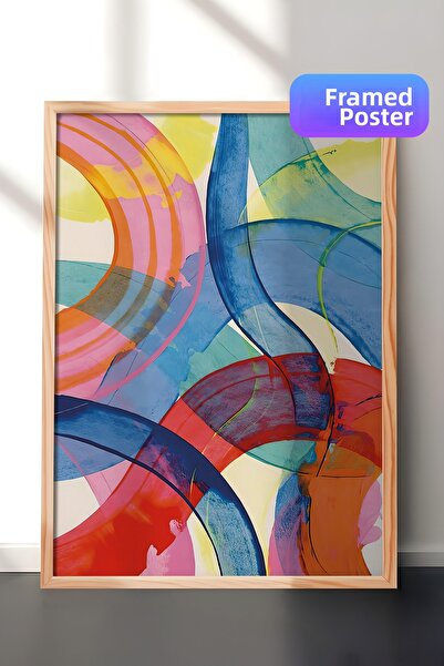 Postifull Tablou cu ramă din lemn, set de postere și rame, Colorful Paint Str...