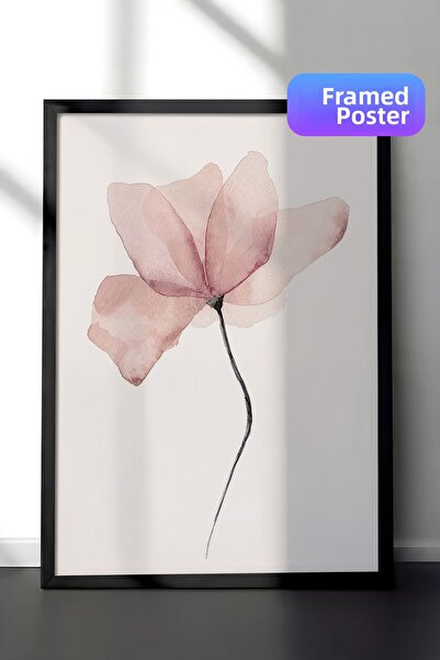 Postifull Pictură înrămată cu flori în acuarelă, cadru negru și poster, pictu...