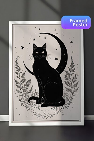 Postifull Pictură înrămată cu lună, cadru alb și poster, pictură verticală pe...