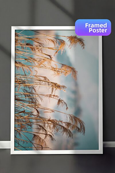 Postifull Ζωγραφική με κορνίζα Reeds by the Lake, Λευκό πλαίσιο και αφίσα, Ζω...