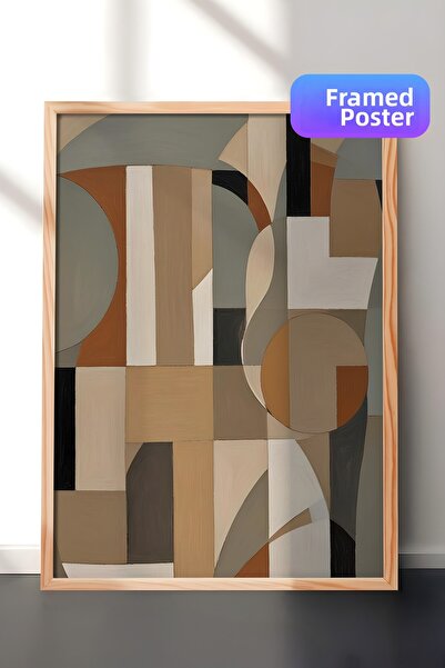 Postifull Tablou cu ramă din lemn, set de postere și rame, Painted Shapes No1...