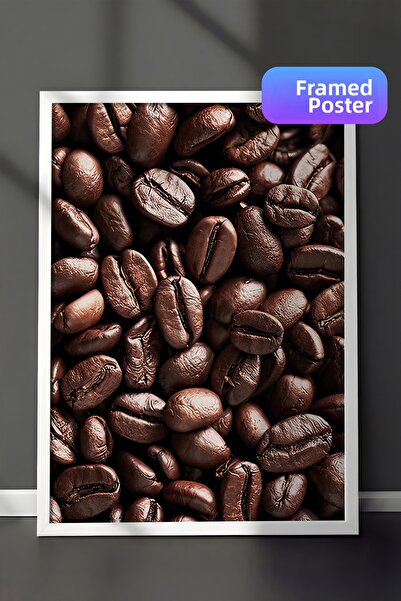 Postifull Ζωγραφική με καφέ κόκκους με κορνίζα, λευκό πλαίσιο και αφίσα, κάθε...
