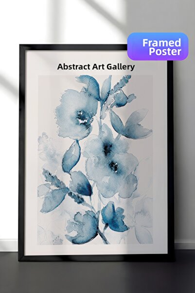 Postifull Fleurs Bleues No2 Ζωγραφική με κορνίζα, Μαύρος καρέ και αφίσα, Ζωγρ...