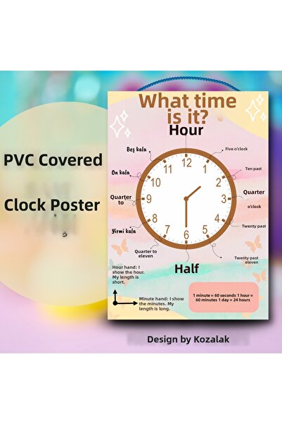 Kozalak Tasarım What Time Is It? Banner Pvc Coated Durable 22*30 cm