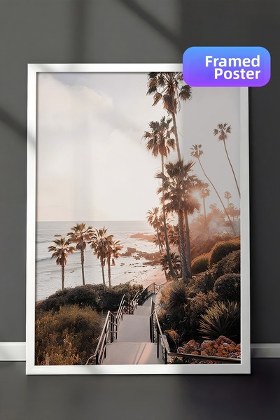 Postifull Pictură înrămată din Laguna Beach, California, pictură verticală pe...