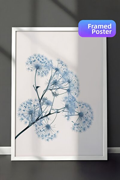 Postifull Pictură înrămată cu păpădie albastră, cadru alb și poster, pictură ...