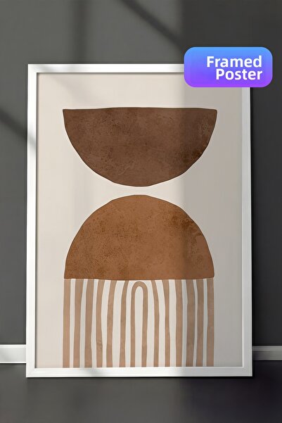 Postifull Tablou înrămat Brown Arches No1, cadru alb și poster, pictură de pe...