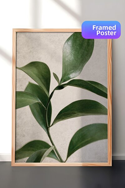 Postifull Pictură înrămată cu elemente botanice verzi, cadru din lemn și post...