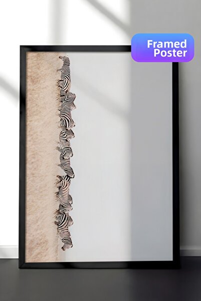 Postifull Tablou înrămat cu zebre, cadru negru și poster, pictură orizontală ...