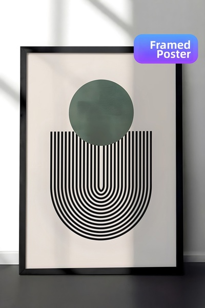 Postifull Tablou cu ramă neagră, set de postere și rame, Mid Century Green No...