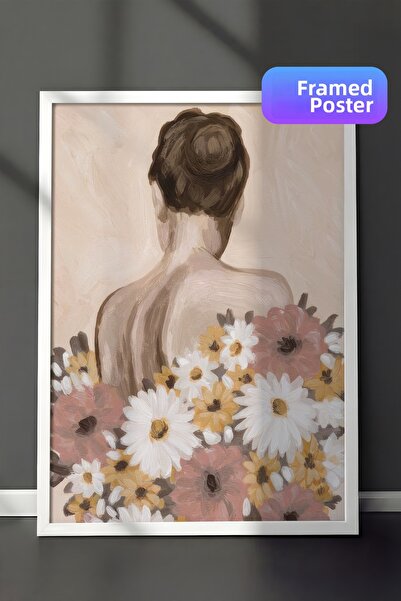 Postifull Pictură înrămată cu flori, cadru alb și poster, pictură murală seri...