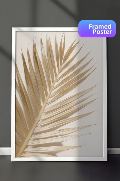 Postifull Tablou cu rama de palmier auriu, rama albă și poster, pictură verti...