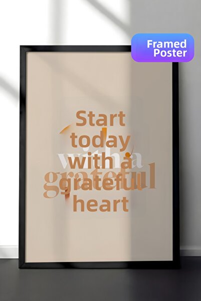 Postifull Pictură înrămată cu inimă de recunoștință, cadru negru și poster, p...
