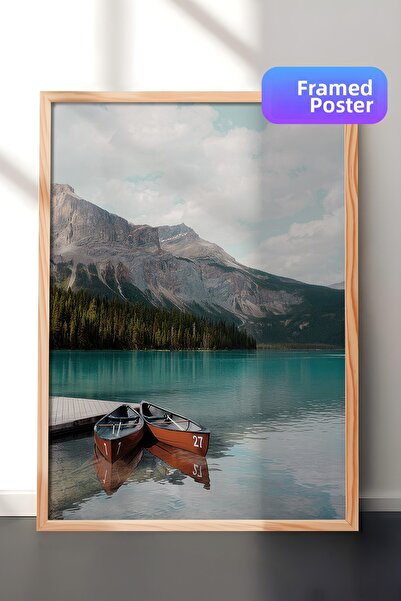 Postifull Pictură înrămată cu bărci pe lacul Louise, pictură verticală pe per...