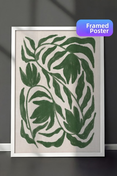 Postifull Poster verde botanic pe pânză, pictură verticală pe perete, seria C...