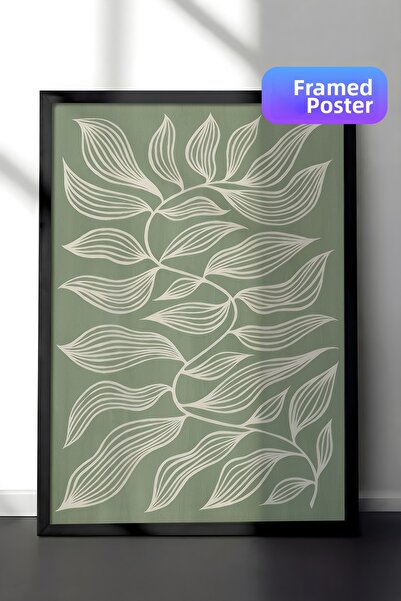 Postifull Pictură înrămată cu cadru botanic verde, cadru negru și poster, pic...