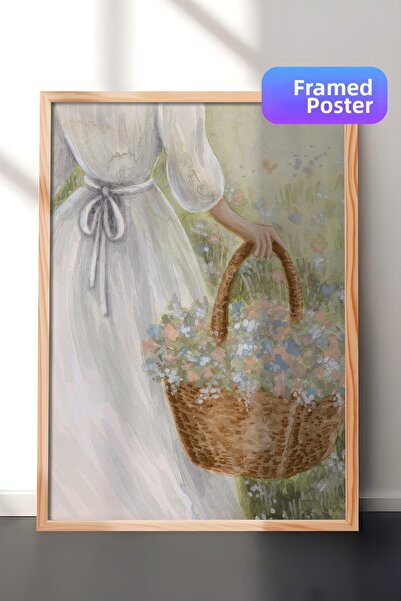 Postifull Pictură înrămată cu flori, cadru din lemn și poster, pictură de per...