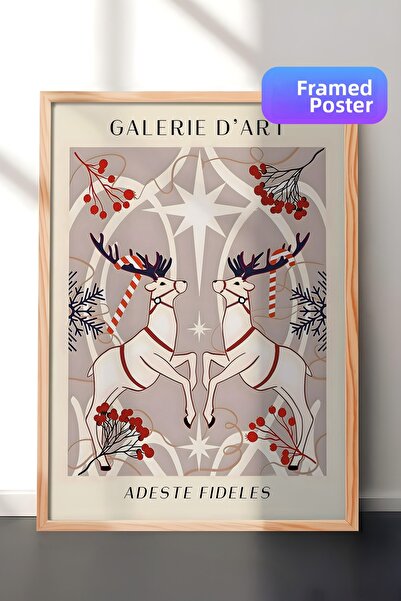 Postifull Tablou cu rama din lemn, poster de Anul Nou, decor de Anul Nou, ser...