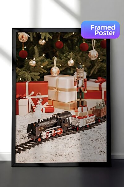 Postifull Tablou cu rama neagra, poster de Anul Nou, decor de Anul Nou, Aroun...