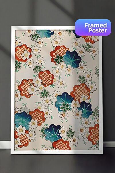 Postifull Tablou cu rama alba, pictura de perete, Watanabe Seitei - Floral Pa...