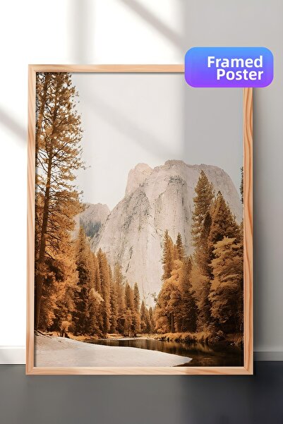 Postifull Πολύχρωμος πίνακας με κορνίζα Yosemite, Ξύλινος καρέ και αφίσα, Ζωγ...