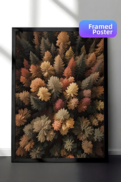 Postifull Πίνακας με κορνίζα Autumn Forest, Μαύρος κορνίζα και αφίσα, Κάθετη ...