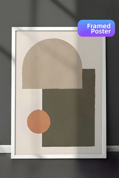 Postifull Πίνακας με λευκό πλαίσιο, σετ αφίσας και πλαισίου, Earthy Geometric...