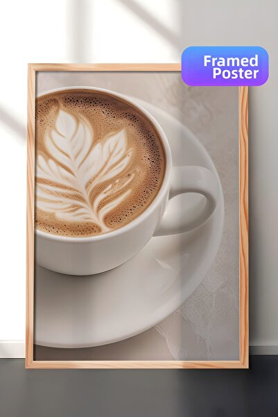 Postifull Pictură înrămată cu cadru Caffe Latte, cadru din lemn și poster, pi...