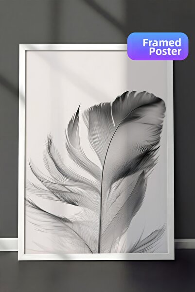 Postifull Πίνακας με κορνίζα με πούπουλα, λευκό πλαίσιο και αφίσα, κάθετη ζωγ...