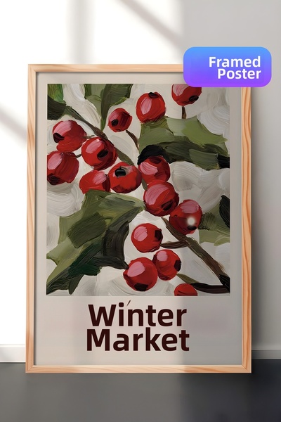 Postifull Tablou cu rama din lemn, poster de Anul Nou, decor de Anul Nou, ser...