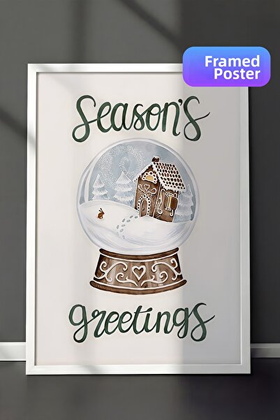 Postifull Tablou cu rama alba, poster de Anul Nou cu rama, decor de Anul Nou,...