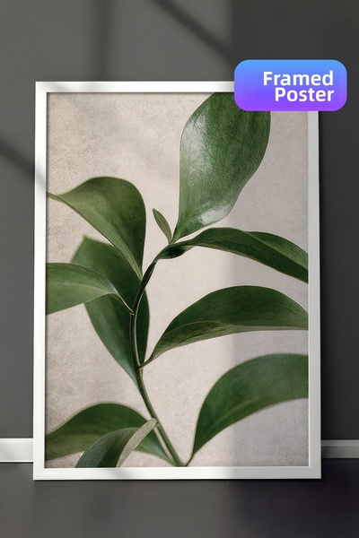 Postifull Pictură înrămată cu cadru botanic verde, cadru alb și poster, pictu...