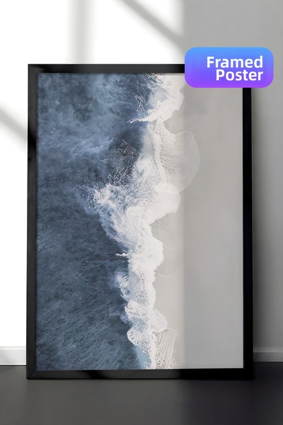 Postifull Πίνακας με κορνίζα Wave Crush, Μαύρος κορνίζα και αφίσα, Κάθετη ζωγ...